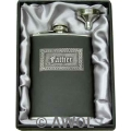 8oz Celtic 'Father' Black Genuine Leather Flask & Funnel Gift Set