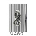 "Little Dragon" Chrome Ribbed Business Card Case
