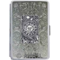 100mm 'Zodiac Sun' Panel Florentine Chrome Cigarette Case
