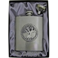 8oz 'Celtic Tree of Life' Scale Pattern Flask (Funnel Gift Set)