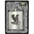 8oz 'Flying Eagle' Heavy Gauge Premium Satin Flask & Funnel Gift Set